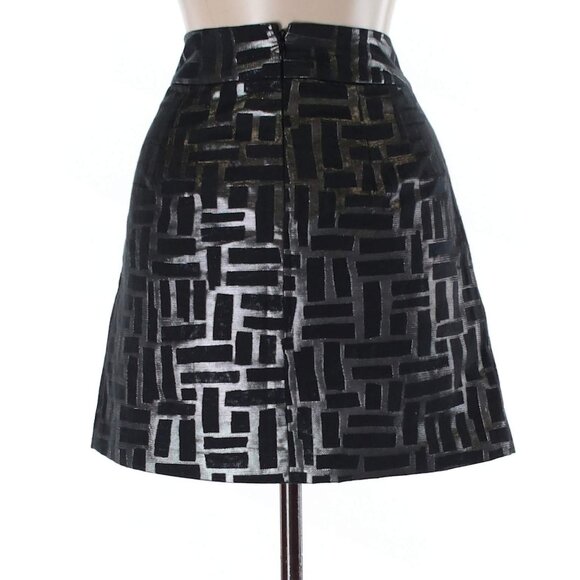 BNWT Banana Republic Black Silver Metallic Short Skirt US 2 Small - Picture 2 of 2